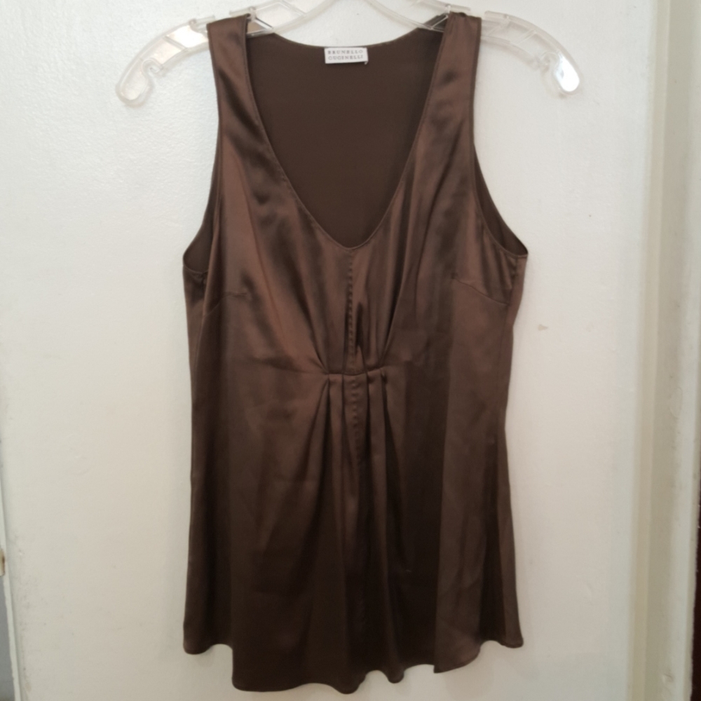 Brunello Cucinelli brown silk top